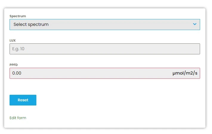 Conversion – Lux to PPFD